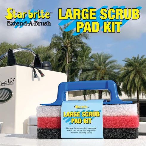 STAR BRITE XL Multi-Texture Scouring Scrub Pad Kit with Interchangeable Handle - Ideal for Big Jobs, Home and Outdoor