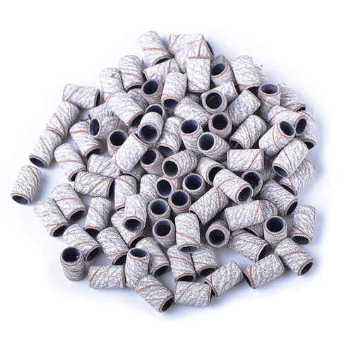 SpeTool 100Pcs Sanding Ring Bands, 150 Grinding Polisher for Nail Drill Files, Gel Nail Removing, Zebra