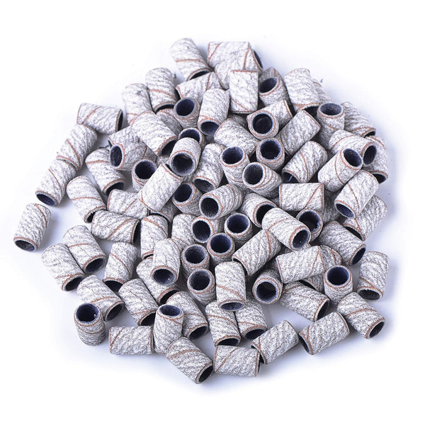 SpeTool 100Pcs Sanding Ring Bands, 150 Grinding Polisher for Nail Drill Files, Gel Nail Removing, Zebra