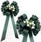 Hunter Green Pull Bows with Tulle Tails and Rosebuds, Set of 6, 8" Wide, Spring Wedding Aisle Decoration