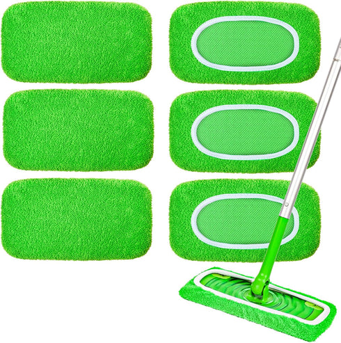 NXPPYY 6-Pack Reusable Mop Pads Compatible with Sweeper Mop - 100% Coral Fleece