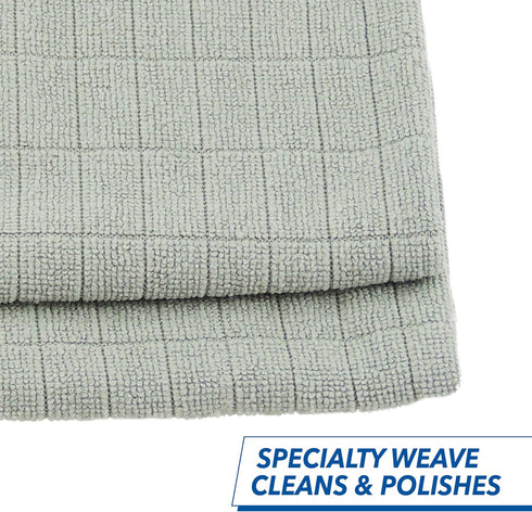 Unger Microfiber Glass and Mirror Cloths, 12” x 12”, 2 Pack, Reusable Cleaning Towels for Streak-Free Results