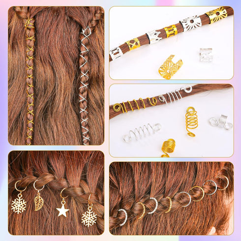 Jollidecor 259PCS Hair Jewelry Accessories for Women, Braids and Dreadlock Adornments with Gold Beads