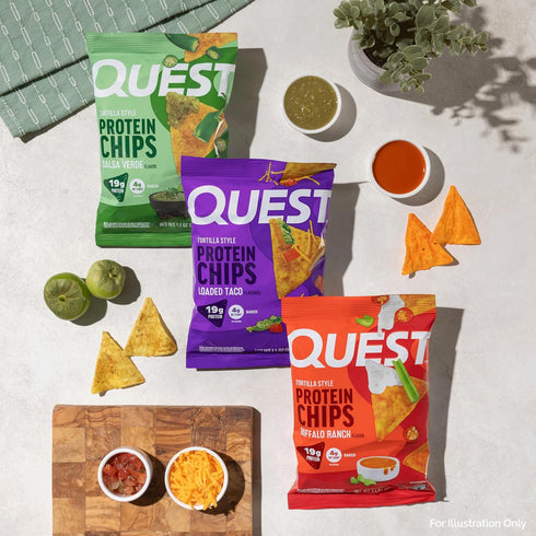 Pack, x4, x4, x4, 1.1 oz (Pack 12) Quest Nutrition Game Day Tortilla Style Protein Chips Variety Buffalo Ranch Salsa