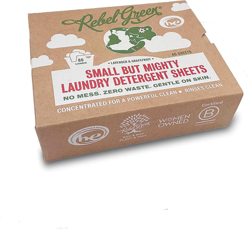 Rebel Green Eco-Friendly Laundry Detergent Sheets, Fresh Lavender & Grapefruit Scent (40 Sheet Pack)