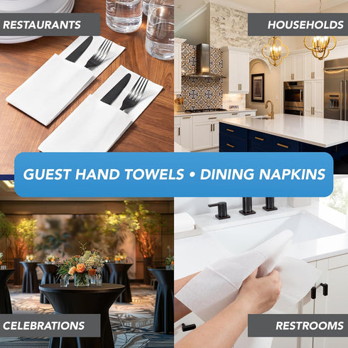 Pack 100 12 17 4 8 Arkwright Disposable Linen Replacement Napkins - of - Strong, Soft Cloth-Like Guest Table Hand