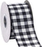 Ribbli Black and White Wired Ribbon, Buffalo Plaid 2-1/2 Inch x Continuous 10 Yard, Burlap Ribbon for Big Bow, Wreath,