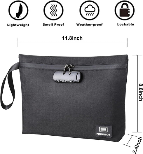 Free Boy Smell Proof Bags 11.8"x8.6"Durable Odor Proof Stash Bag with Combination Lock,Smell Odor Case Container
