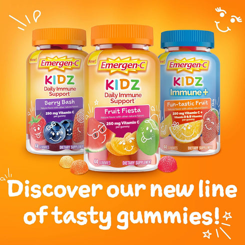 Immune Gummies Gummies 44 Count Emergen-C Kidz Daily Support Dietary Supplements, Flavored with Vitamin C and B