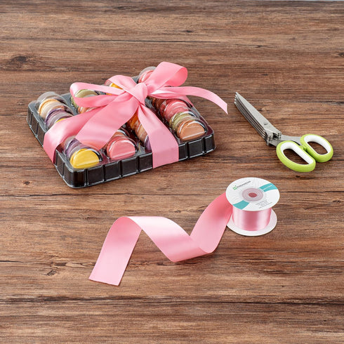 Gift Tek 10 Yards x 1.5 Inch Satin Ribbon, Single Faced Fabric Ribbon, Pink Polyester for Gift Wrapping