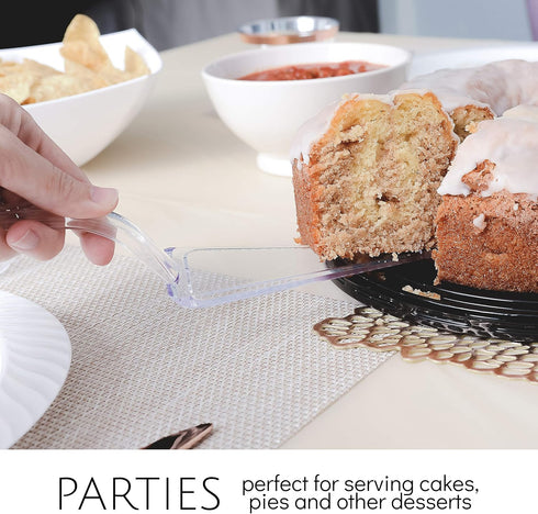 Plasticpro Disposable Heavy Duty Plastic Cake Cutter, Durable Premium Serving Utensils Clear Pack of 12