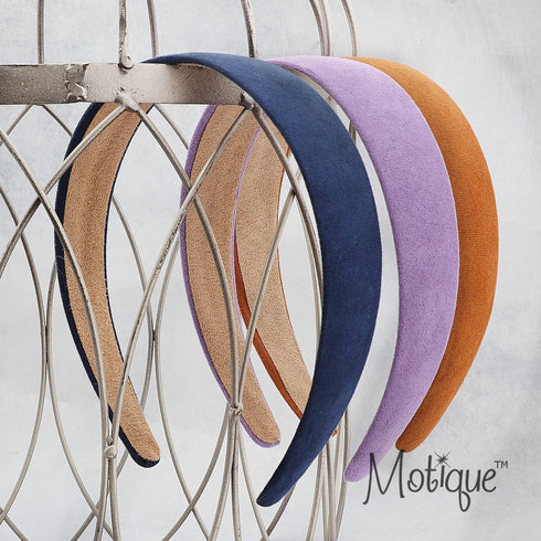 Motique Accessories 1 Inch Wide Suede-Like Headband for Women and Girls, Navy