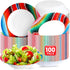 Domensi 16 oz Mexican Serape Paper Bowls, Cinco De Mayo Fiesta Stripes, Disposable Soup Bowls, 100 Pcs