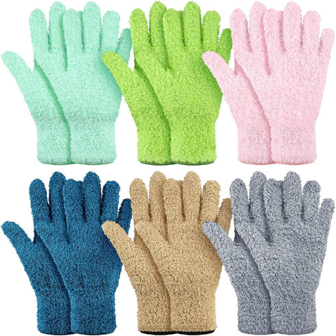 Bencailor 6 Pairs Microfiber Dusting Gloves, Cleaning Gloves for Plants, House Blinds, and Car Dust Mitt (Fresh Color,