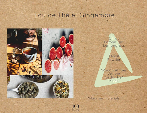 100BON Eau De The & Gingembre, Tea & Ginger Fragrance for Women & Men, 0.5 Fl Oz
