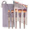 HEYMKGO 15PCS Champagne Gold Professional Makeup Brush Set with Bag, Foundation, Blending, Powder, Blush, Concealer,
