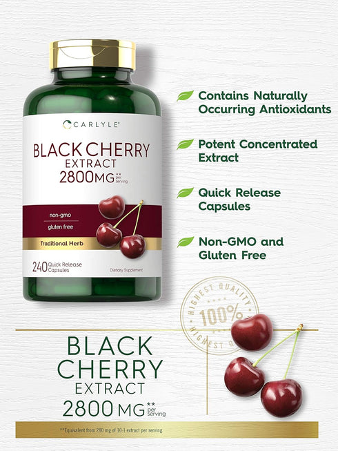Carlyle Black Cherry Extract Concentrate, 2800 mg, 240 Capsules, Non-GMO, Gluten Free Supplement