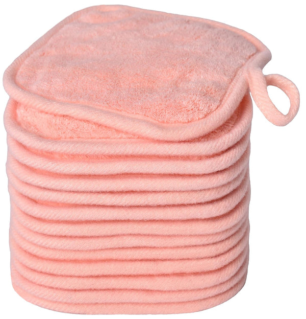 Reusable Makeup Remover Cloths - Soft Microfiber Facial Cleansing Pads for Face, Eye, Lips (12 Pack, Coral)