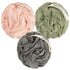 MainBasics Bath Shower Loofah Sponge Pouf, Body Scrubber Exfoliator, Set of 3, Earthy Love