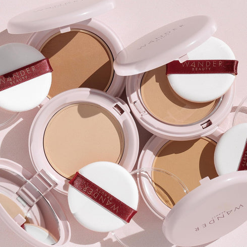 Wander Beauty Wanderlust Powder Foundation - Golden Medium, Blur & Even Skin Tone, Lightweight Buildable Coverage