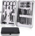 Manicure Set - Jubolion 19pcs Stainless Steel Nail Clippers Pedicure Kit with Black Leather Case