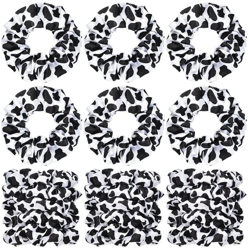 WILLBOND 20 Pieces Cow Print Scrunchies, Women Elastic Silk Satin Hair Ties, Ponytail Holder for Team Party
