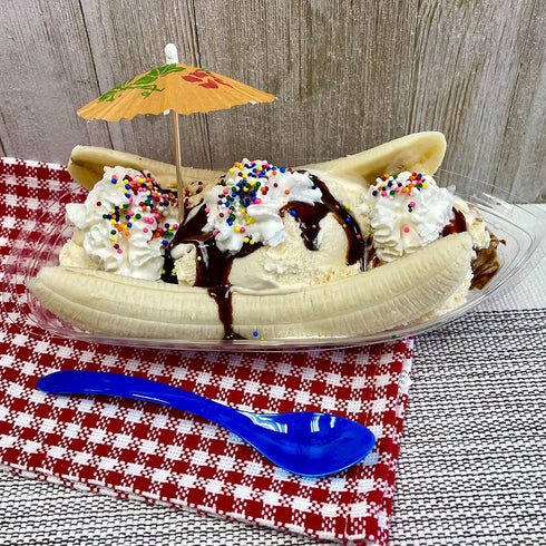 Outside the Box Papers Clear Plastic Banana Split Boats, 12 oz., Eco-Friendly Disposable Dish
