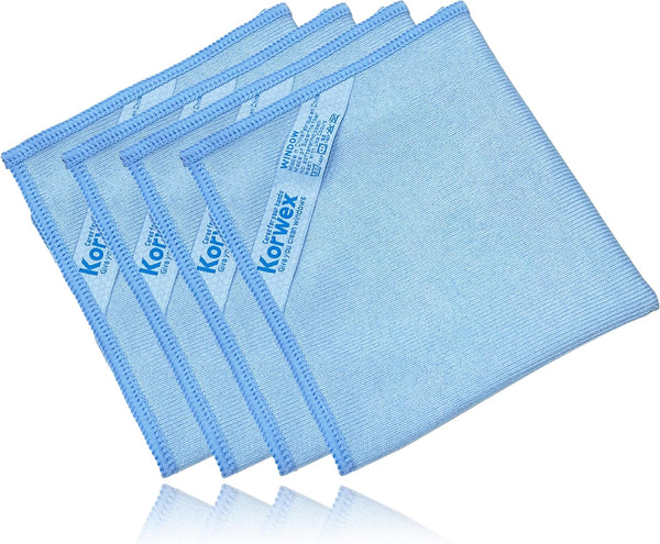 Window Cleaning Cloth - Glass Cleaning Cloth, Streaks and Scratches Free (Blue, 4 Pack)