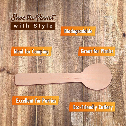 300 Pack of 3.9 inch Disposable Small Wooden Spoons, Biodegradable Mini Sample Spoons
