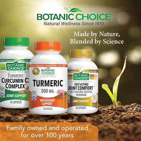 Botanic Choice Premium Turmeric Antioxidant Support, Joint Health Supplement for Adults, 180 Vege Capsules
