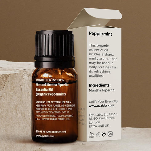 Gya Labs Organic Peppermint Oil for Hair - Premium Grade Natural Organic Peppermint Essential Oil for Diffuser & Skin (0.34 fl oz)