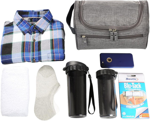 Vercord Men's Toiletry Bag, Wash Travel Small Shaving Dop Kit, Shower Bathroom Hygiene Bag, Frosted Grey
