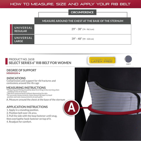 OTC Rib Belt for Women, 6-Inch Elastic Chest, Select Series