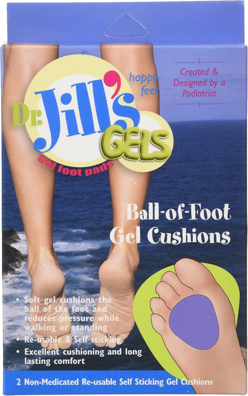 Dr. Jills Gel Ball of Foot Cushions, Self-Sticking and Re-Usable