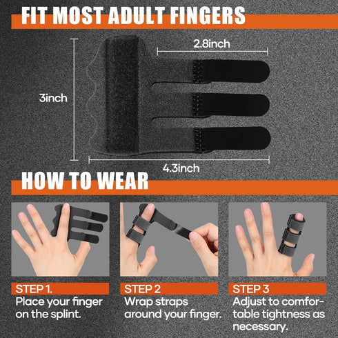 Trigger Finger Splint, 2pcs for Arthritis, Injury, Finger Brace for Pain Relief (Black)