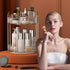 YCIA&DONE 360 Rotating Makeup Organizer - High Capacity 2 Tiers Cosmetic Skincare Perfume Organizer (Clear White)
