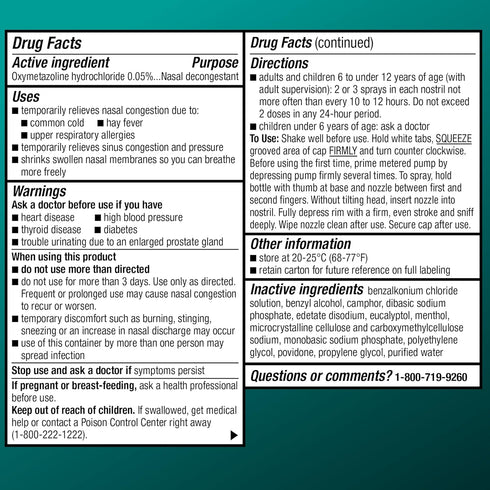 Amazon Basic Care No Drip Severe Congestion Nasal Pump Mist Spray - 12 Hour Relief, 1 fl oz