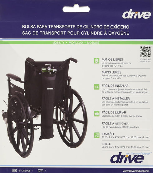 Drive Medical Universal Oxygen Cylinder Carry Bag, Black
