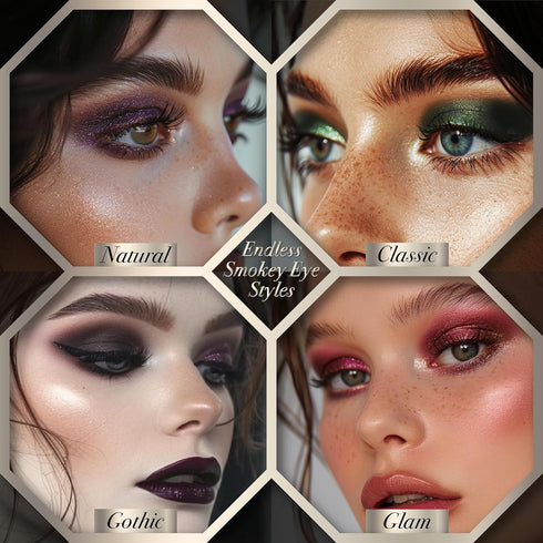 Black Smokey Eyeshadow Makeup Palette - Dark Glitter Shimmer Matte Palettes for Halloween Goth Make Up, 21 Colors
