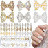 Maitys 24 Pieces Nail Bows Charms, Rhinestones 3D Charms Alloy Pearl Bow Knot Accessory for Women DIY Valentine Salon
