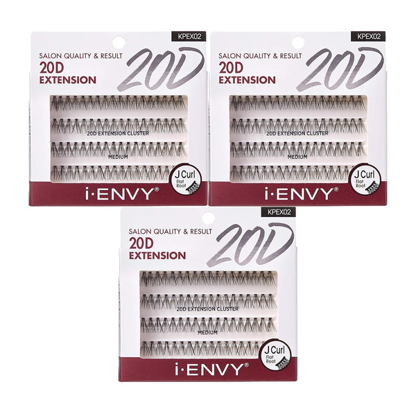 i-ENVY 20D Extension Cluster Individual Lashes, Medium, 3 PACK