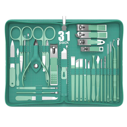Manicure Set Personal Care, 31 Pieces Nail Clipper Kit with Luxurious Travel Case for Men Women