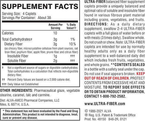 Caplets - Small Pill with More Fiber, 150ct, Fiber Support for Regularity
