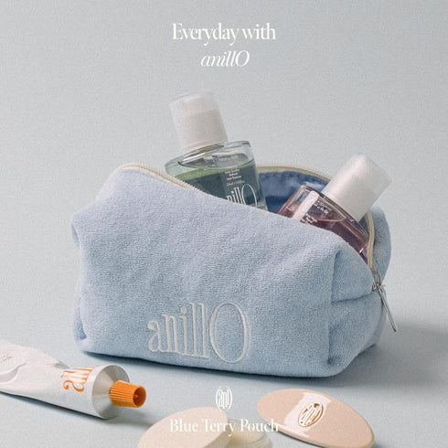 Blue Terry Pouch, Soft Lightweight Travel Pouch, Toiletry Bag for Skincare, Makeup, and Personal Care