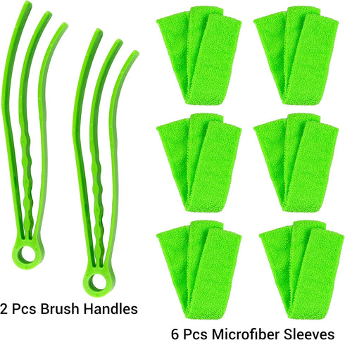 2 Pieces Microfiber Blind Duster Brushes with 6 Sleeves, Window Blind Cleaner Tools for Shutters and Vents
