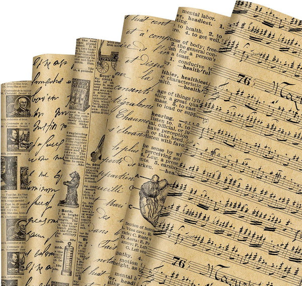 JarThenaAMCS 12 Sheet Vintage Newspaper Wrapping Paper - Not Roll - Retro Gift Wrap Paper for DIY Crafts