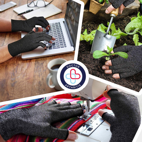 Doctor Developed Compression Gloves, Open-Finger Arthritis Gloves for Women and Men, Typing Gloves for Carpal Tunnel