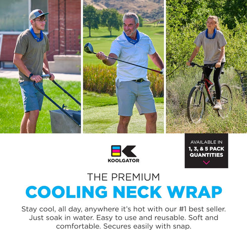 KOOLGATOR Evaporative Cooling Neck Wrap - Reusable & Breathable Summer Cooling Accessories, Long Lasting, Available in