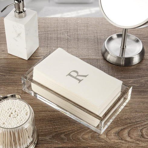 Monogrammed 25 Count AMERICAN HOMESTEAD Disposable Hand Towels - Silver Guest Napkins - Linen-Feel Bathroom Paper