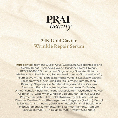 PRAI Beauty 24K Gold Caviar Wrinkle Repair Serum - Anti-Aging Serum with Hyaluronic Acid for Firmer Skin